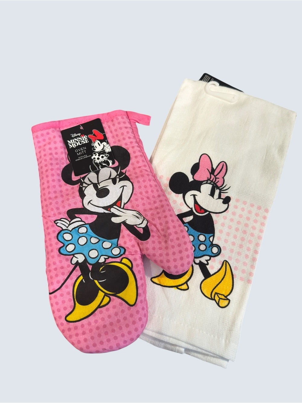 Disney Minnie Mouse Oven Mitt & Kitchen Towel Set Pink NWT